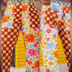 Big Bud Press Miss Matched Work Pants Lucky 7 and floral Medium